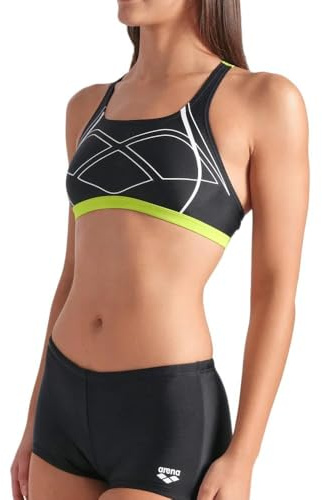 ARENA Damen-Badeanzug, zweiteilig, Schwarz, Graphic Swimsuit, Schwarz , 34