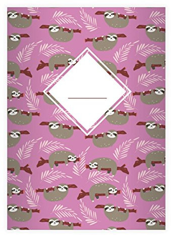 Kartenkaufrausch 8 Lustige Faultier DIN A5 Schulhefte, Schreibhefte zum Motivieren in rosa Lineatur 4 (liniertes Heft)