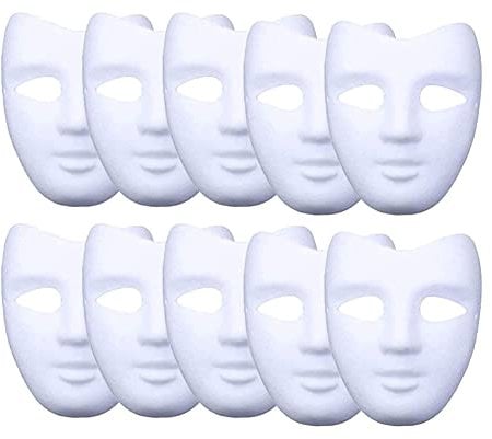 meioro DIY Weißes Papier Maske Zellstoff Blank Handgemalte Maskes Persönlichkeit Kreative Freie Design(5 Stück,V Gesicht)