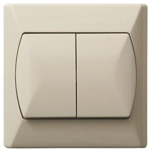 Doppel-Knopf-Schalter für Innenbeleuchtung, Click, Wandplatte, Beige