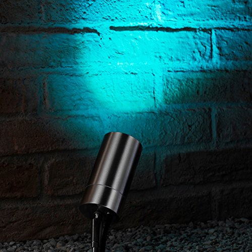 Auraglow Stainless Steel GU10 Garden Outdoor Spike Light with RF Remote Control Colour Changing LED Bulbs
