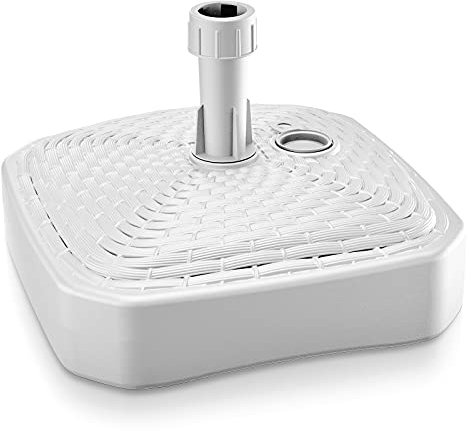 Deuba® Soporte para Sombrilla Blanco Cuadrado Base Mástil hasta Ø2,6cm para Parasol de Jardín Terraza