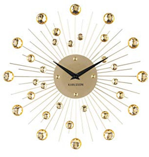 Karlsson - Wanduhr - Uhr - Sunburst - Metall - Strass-Steine - Gold - Ø 30cm