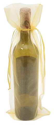 PLECUPE 20 Stück Organzasäckchen Organza Beutel Rotweinbeutel Tunnelzug Hochzeit Säckchen Fest Party Beutel, 14 x 37cm Mehrfarbig Schmuckbeutel Drawstring Organza Bags Säckchen Beutel, Gold