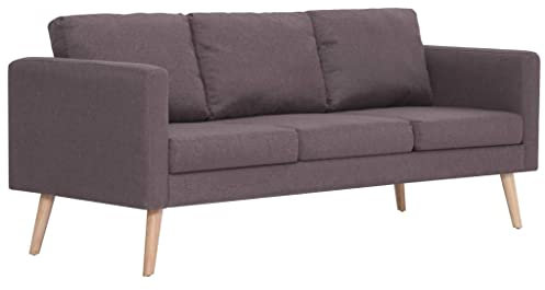 vidaXL Sofa 3-Sitzer mit Rückenkissen Sitzkissen Design Polstersofa Loungesofa Couch Lounge Stoffsofa Sitzmöbel Wohnzimmer Stoff Holzrahmen Taupe