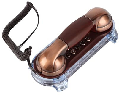 Retro/Antik Wandtelefon Schnurtelefon, Klassisch Retro Schnurgebundenes Telefon Wand Telefon mit Wählscheibe für Hause Büro usw.(Rotes Kupfer)