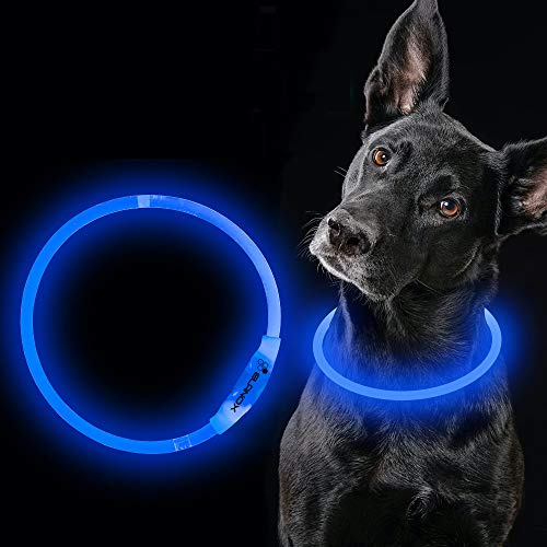 ELANOX LED Hunde Halsband wiederaufladbar, USB Leuchtschlauch Haustiere, zuschneidbar Hundehalsband Flashring Leuchtring