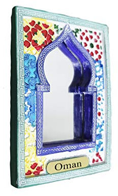 Oman 3D-Mini-Spiegel-Kühlschrankmagnet, Touristensouvenirs, handgefertigt, Kunstharz, Oman Kühlschrankmagnet, Heimküchendekoration