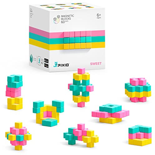 PIXIO Sweet - Winzige magnetische Bausteine im Pixel-Art-Stil mit kostenloser App - 8 mm Bauwürfel mit 6 Innenmagneten - Kreatives Spielzeug ab 6 Jahre Jungen und Mädchen