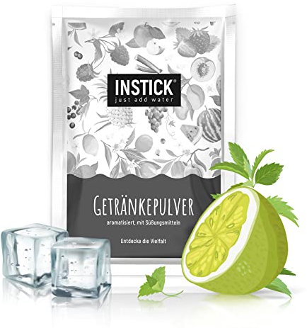INSTICK Ice Tea Zuckerfreies Instant-Getränk (Eistee Limette & Minze, Grüner Tee) – 1 Packung für 18 L – Veganes Getränkepulver Kalorienarm & Vitamin C – Instant-Pulver