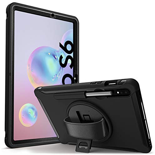 Coque Protection Intégrale Anti-Chocs, Protection d'écran intégrée, Coque Complète Face Avant et arrière avec Support (Couleur Noir) pour Samsung Galaxy Tab S6 10.5 SM-T860