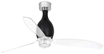 Faro Barcelona 32026-10- MINI ETERFAN LED Ventilador de techo negro brillo/transparente con motor DC