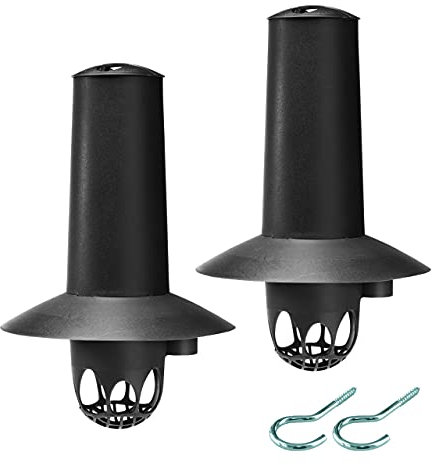 Quality-Collection Vogelfutterstation, Meisenknödelhalter, Hängend-Halterung, Metall, Anthrazit, 2er-Set mit Schraubhaken für Vögel