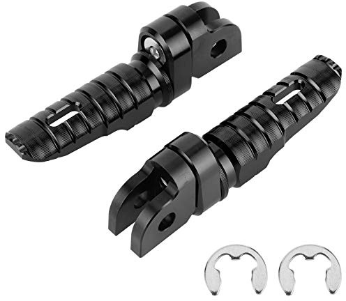 Paire de repose-pieds avant moto en alliage d'aluminium avant gauche droite adapté pour Yamaha MT‑03 MT‑25 MT‑07 MT‑09 R3 XJ6(Noir)