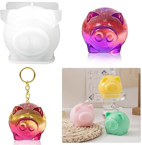 TikooTik Schweineformen Epoxidharz Formen 3D Tier Silikonformen Gießformen Schlüsselanhänger Harz Silikonform Epoxidharz Kleine Tierformen Resin Molds DIY Schmuck Anhänger Handwerk Dekoration
