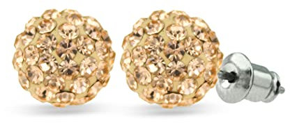 inSCINTILLE Orecchini a Pallina in Acciaio con Brillantini Colorati (mm 5, Rosa cipria)