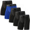 Runhit Short de compression pour homme en élasthanne, short de course à pied, entraînement athlétique, Lot de 5 : 3 noirs gris, 1 noir rouge, 1 bleu, Taille 3XL