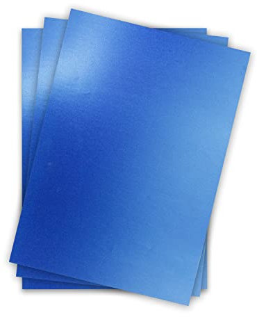 Metallic Papier DIN A4 21,0 x 29,7 cm - Blau Metallic - 25 Stück - glänzendes Bastelpapier 90 g/m² - Rückseite Weiß - Für Einladungen, Hochzeiten