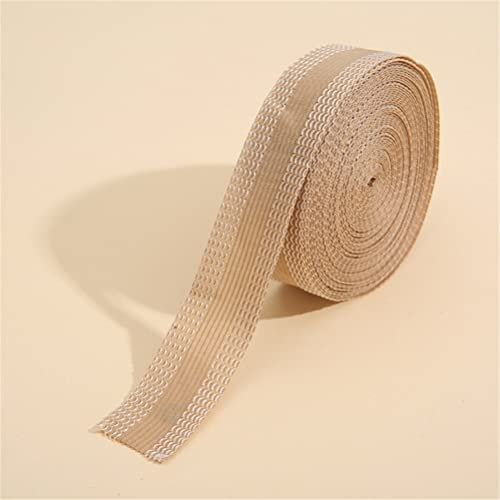 2pcs 5m Self-Adhesive Iron-on Pants Edge Shorten Repair Pant Mouth Paste Hem Tape for Jean Clothing Jean Pants Apparel DIY Sewing Fabric (Beige)
