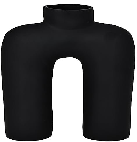 EGLO LIVING Metallvase Brower, minimalistische Deko Vase, Dekovase für Wohnzimmer, Blumenvase aus Metall in Schwarz, Tischdeko 22,5 cm