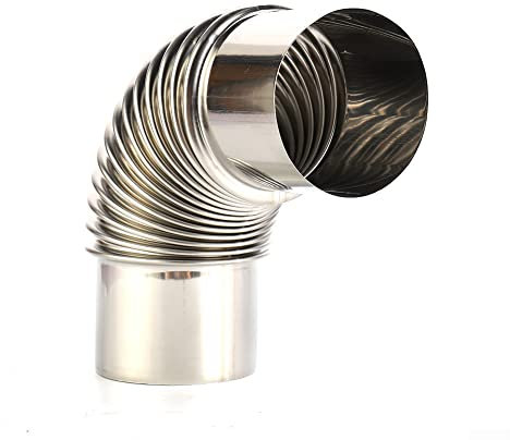 Edelstahl Rauchrohr 90° Winkelrohr Verbindungsdicht Hitzebeständig für Outdoor Camping Holzöfen Schornstein (DN 80mm, Bogen 0-90° einstellbar)