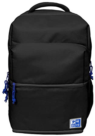 Oxford B-Out, zaino scuola unisex, 30 l, 42 cm, tasca imbottita per laptop, scomparto isotermico, poliestere riciclato RPET, colore nero, Nero, 42x30x15cm, Casual