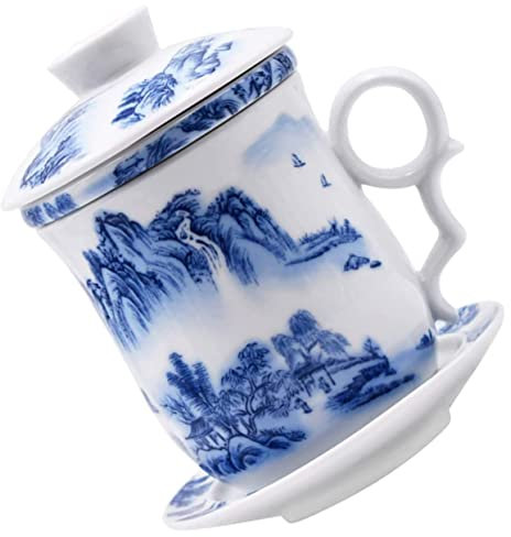 DOITOOL 1 Set Blau-Weißes Porzellan Teetasse Vintage Keramiktassen Für Tee Chinesisches Teehalter Terrine Teetasse Terrine Teeschale Klassische Keramik Keramik Teeservice