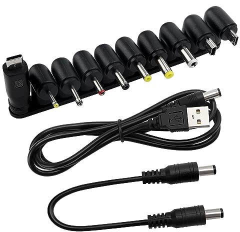 10 Stücke Universal DC Netzteil Adapter, KUOQIY 5.5x2.1mm Rechtwinkliger DC Hohlstecker Adapter mit 2 Stücke Kabel, für Ventilatoren, Router, Schreibtischlampen, Computer