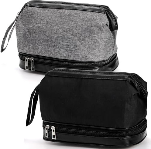 Goaste Kulturbeutel für Herren, zum Aufhängen, Reise-Organizer, Dopp Kit, wasserabweisende Rasiertasche mit großem Fassungsvermögen, doppelter Stauraum, Duschtasche mit Trennwand für Reisen, Sport,