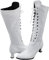PAIDAXING Stivali da donna in pelle Louis lunghezza al polpaccio stivali vittoriani steampunk gotico stivali al ginocchio vintage lacci punta punta tacco basso cono inverno autunno UK, bianco, 37.5 EU
