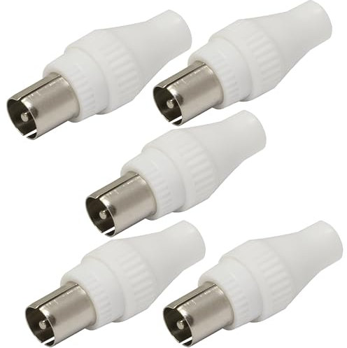 AERZETIX – C68986 - Lot de 5 fiche connecteur d'antenne mâle droit TV pour câbles coaxiaux - SAT adaptateur prise télé coupleur