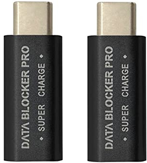 FTEYJEUIOTY 2PCS USB Type-C Data Blocker USB-C Juice Jack Adapter Support Quick Charge(50V/5A) Stop Data Theft (Black)
