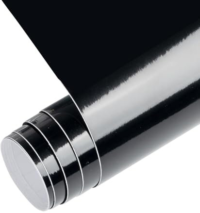 HUSAIHU Glossy Black Vinyl Roll, 12inch x 5ft Permanent Vinyl, Self Adhesive Vinyl for Mug, Cup, Home Decor, Walls, Birthday, Christmas Gifts and DIY Projects (Glossy black)
