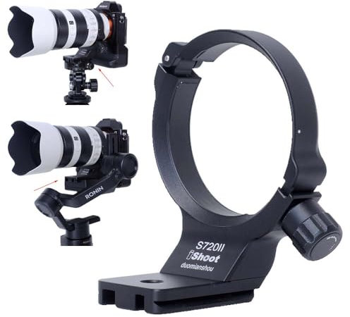iShoot Bague de montage en métal pour trépied compatible avec Sony FE 70-200 mm F4 Macro G OSS II, support d'objectif inférieur Arca-Swiss Fit Plaque à dégagement rapide pour tête de serrage Arca et