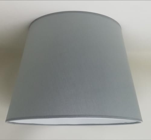40 cm Lampenschirm, Baumwollstoff mit weißer PVC-Rückseite, handgefertigtes Produkt, für Tischlampe, Stehlampe (Grau)