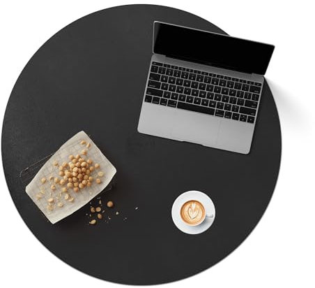 CENNBIE Leder & Kork Tischdecke, 76cm rund Tischtuch,wasserdichte Tischunterlage，Geeignet für Esstisch, Wohnzimmertisch, Couchtisch， kann zugeschnitten werde (schwarz)