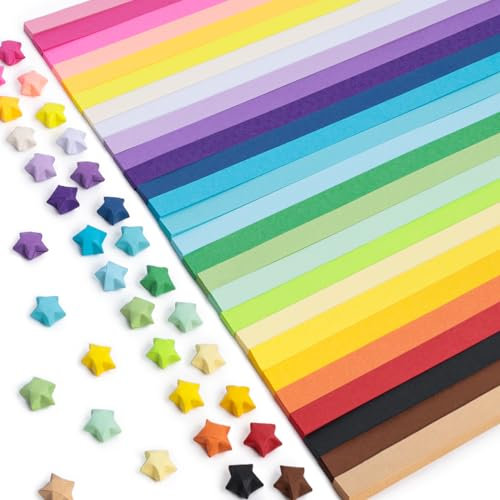 VGOODALL 1030 Stück Origami Sterne Papier, Papierstreifen Origamipapier für Basteln DIY Dekoration Geschenk 27 Farben