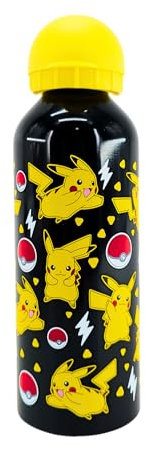 Pokémon Botella Reutilizable, Cantimplora Pikachu Diseño Aluminio Resistente, Botella de Agua para Niños, Botella de Viaje, Capacidad 500 ml | Amarillo