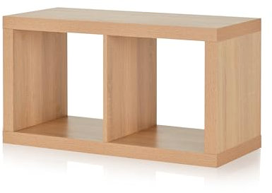 smart Up2U Regal Eiche, Maße: 78,5cm x 42,7cm x 35cm, 2 Fächer Sockelgestell Standregal Holzwerkstoff Stehregal Raumtrenner, Raumteiler, Bücherregal, Stufenregal