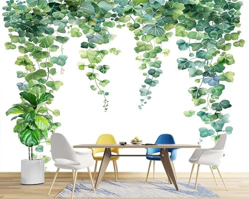 Style Simple Plantes Feuilles Vert Sauge Papier Peint Panoramique Papier Peint Intissé Poster Geant Mural Personnalisé 3D Peinture Murale Tv Pour Salon Chambre Décoration Murale 200(W) x 140(H) cm