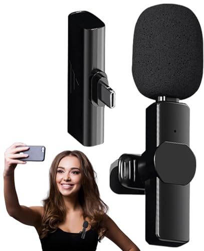 Micrófonos Lavalier inalámbricos, micrófono inalámbrico Lavalier de retardo ultra bajo, micrófono pequeño de solapa, micrófono de reducción de ruido sin costuras para mujeres y hombres