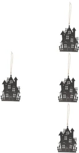 ABOOFAN 4 Stück Halloween-Requisiten Lampara De Escritorio Geführt Schloss Lichter Halloween-baumausschnitte Halloween-schlossdekoration Haustürdekoration Esstischdekoration Hölzern