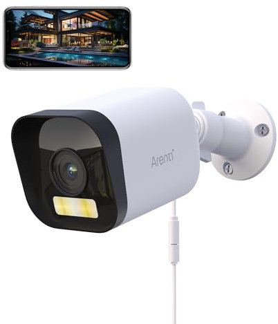 ARENTI 2.5K/4MP Überwachungskamera Aussen, 2.4G WLAN IP Kamera Überwachung Aussen mit APP, Vollfarb-Nachtsicht, Bewegungs-/AI-Mensch-Erkennung, 2-Wege-Audio, IP65, Außenkamera Kompatibel mit Alexa