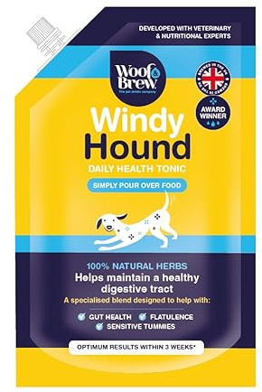 Woof&Brew Windy Hound Supplement for Dogs, Keeps Tummies Happy, 100% Natural Herbs, 3 Weeks for Optimum Results (Windy Hound)