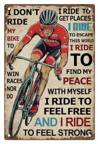 Vintage Bike Metal Tin Sign I Ride To Escape This World Retro Poster Gifts for Room, Garage, Man Cave Wall Decorations 8 x 12 Inch