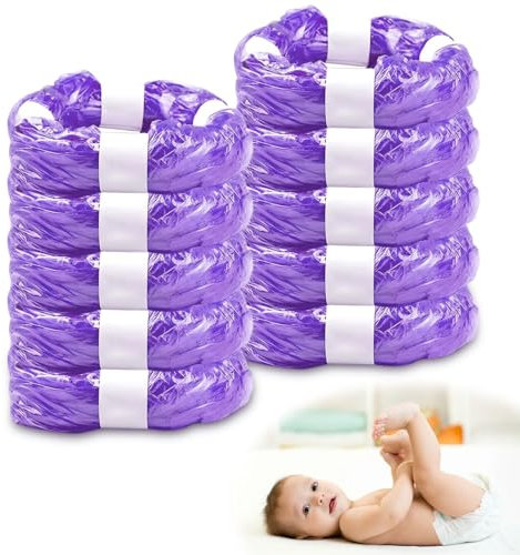 Forbabe 10 Stück Nachfüllfolie für Windeleimer, 4,5m Hohe Kapazität Windeleimer Nachfüllbeutel - Bis zu 320 Windeln, Kompatibel mit Nachfüllkassetten von Angelcare/Tommee Tippee/Litter Locker - Lila