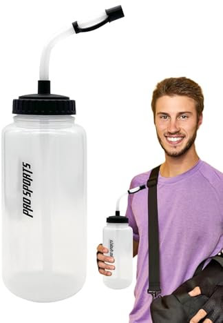 Genérico Botella de agua deportiva de 1L, reutilizable con pajita, ideal para deportes y actividades al aire libre, material de plástico