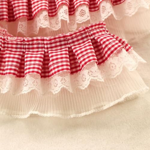 Anevous 5 Yards Spitzenband Rüschenband Spitzenborte, 3 Lagiger Plissee Spitze Band, 8cm Rüschenbesatz Spitzenbesatz, Vintage Lace Trim Dekoband für DIY Nähen, Kleid Bekleidung Kragen Dekor,Rot B