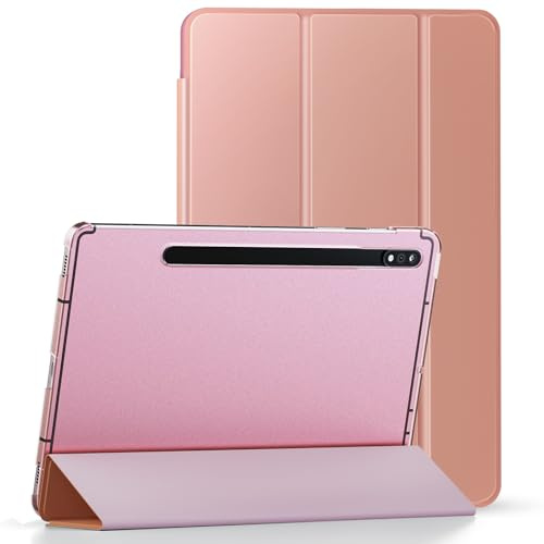 Smart Case For Galaxy Tab S8 (2022) & Tab S7 (2020) - Slim, Lightweight, Magnetic Cover with Auto Sleep/Wake Function (Rose Gold)