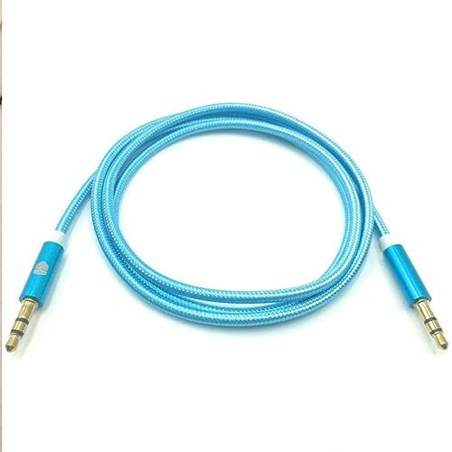 Aux Cable, Aux Cord Lead, 3.5mm Male Stereo Jack To Jack Audio Cable, Nylon Braided Aux Lead For Car, Home Stereos, Headphone, MP3 Player, Smartphone, and Laptop. (Blue)